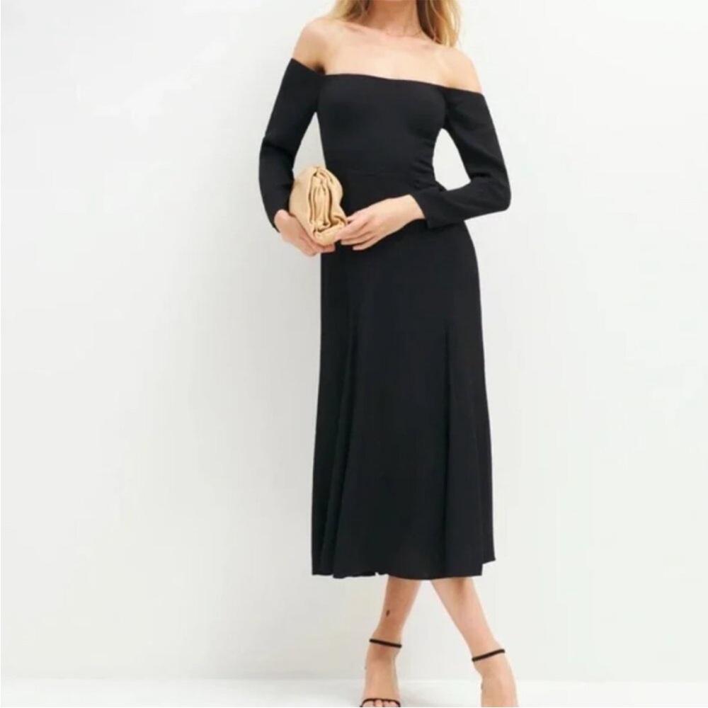 NWT New Reformation Black Ballari MIDI Dress 0